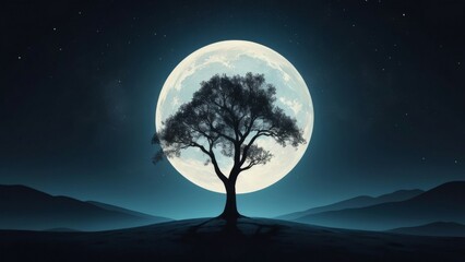 night landscape with moon