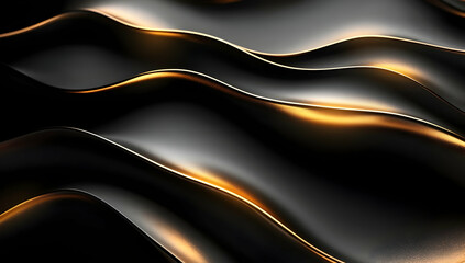 Elegant abstract lines in black and gold create a soothing wave effect, ideal for modern design and artistic backgrounds.