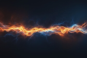 Swirl of glowing colors lightning electric arcs on black background .Abstract energy thunder spark blast, thunderbolt digital art