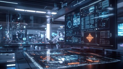 Quantum Computer innovative technology in a Futuristic Lab