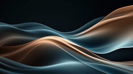Abstract Blue and Brown Waves on a Black Background