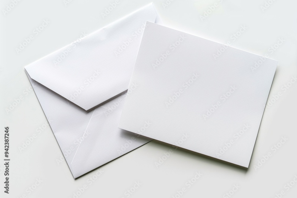 Poster two white envelopes stacked on top of each other, ready for mailing or storage