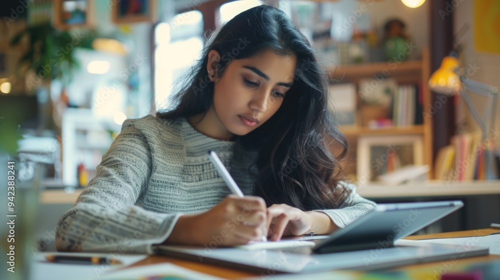 Canvas Prints A person taking notes with a pen and paper