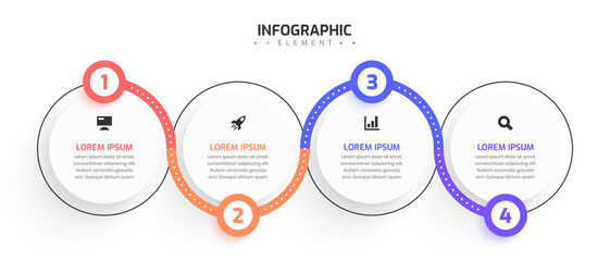 Fototapeta premium Business Infographic Template Timeline with 4 Number and Icon Can be Used for Presentation Chart