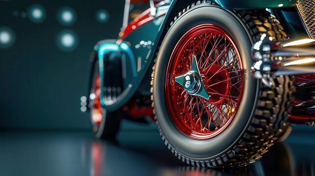 Restoring a classic car, Vintage, Detailed, Illustration, Emphasizing meticulous craftsmanship