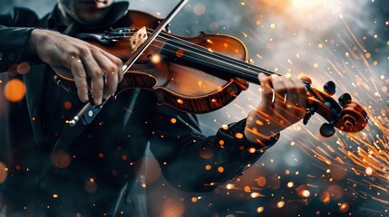 Fototapeta premium Symphony orchestra performance, Vintage, Grand, Watercolor, Highlighting musical excellence