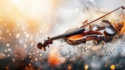 Fototapeta premium Symphony orchestra performance, Vintage, Grand, Watercolor, Highlighting musical excellence