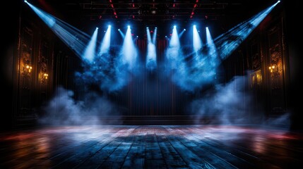 Obraz premium Theatrical stage lighting, Fantasy, Dramatic, Watercolor, Highlighting scene setting