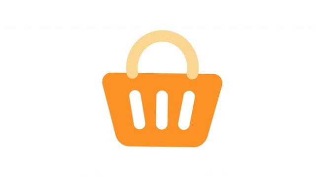 Orange shopping basket with creamcolored handle, ideal for retail, grocery, supermarket, and shoppingrelated designs, promotions, and concepts