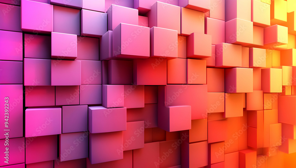 Poster vibrant abstract background of colorful cubes creating a dynamic and modern visual suitable for vari