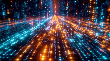 Fototapeta premium Abstract Blue and Orange Light Streaks Pattern