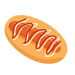 Hotdog sausage bun illustration