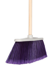One broom isolated on white. Cleaning tool