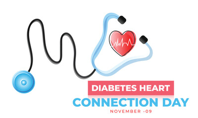 National diabetes heart connection day. background, banner, card, poster, template. Vector illustration.