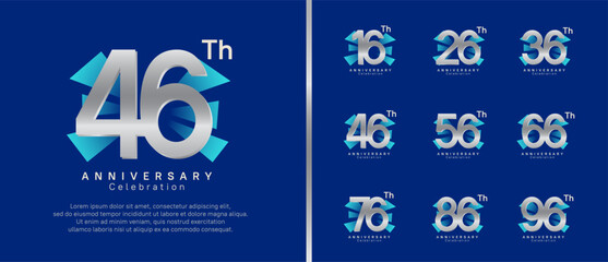 anniversary logo set. vector design silver color can be use for celebration moment