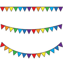 Fototapeta premium Horizontal colorful bunting. Bright festive flags. Rainbow garland decoration. Party celebration vector.