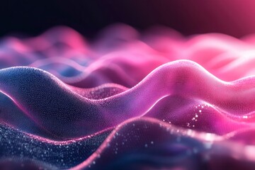 Abstract gradient hologram dynamic wave of particles. Digital technology background , ai