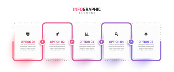 Minimal Business Timeline Infographic Presentation with Line Gradient Arrow 5 Option and Icon