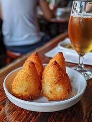 Coxinha with beer, Brazilian food