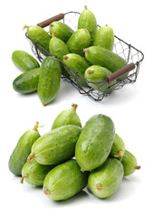 Green cucumber on the white background