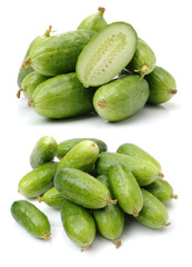 Green cucumber on the white background