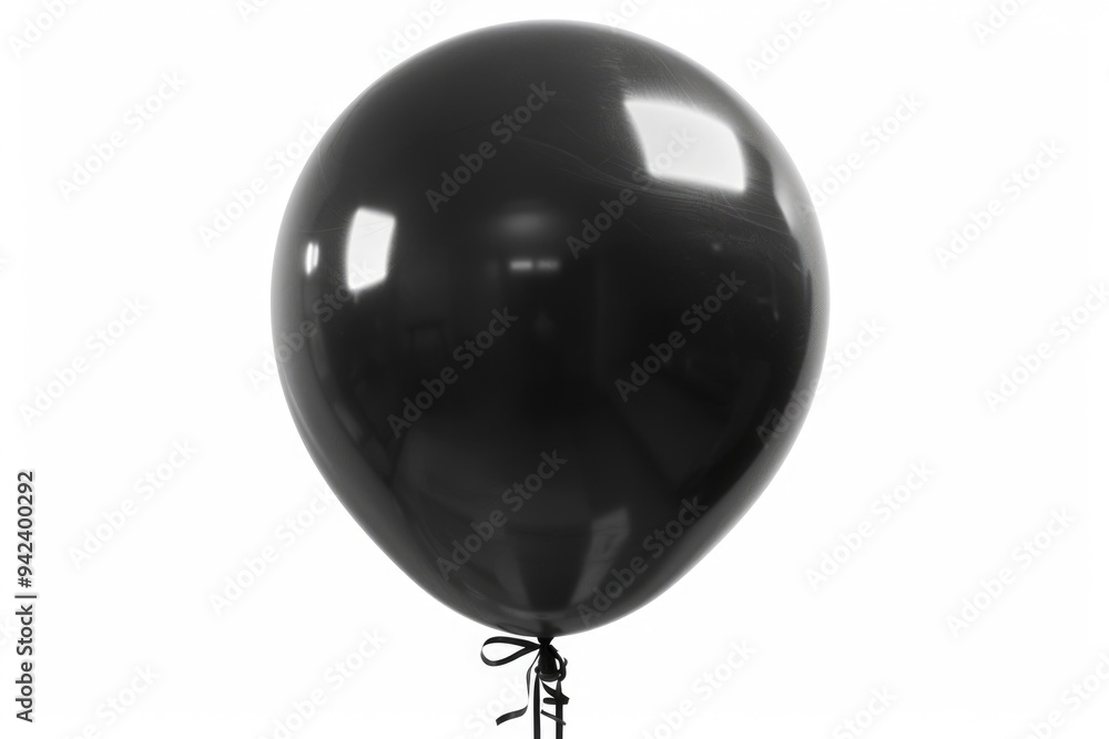 Poster a close-up of a black balloon with a string tied to it, great for illustrations and designs