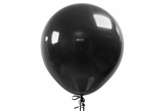 A close-up of a black balloon with a string tied to it, great for illustrations and designs