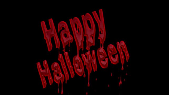 Happy Halloween text with realistic dripping blood isolated.