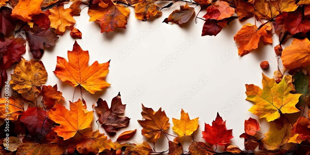 Poster The leaves are of various sizes and colors, creating a vibrant and lively scene