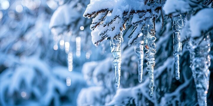 A tree covered in icicles hanging from its branches