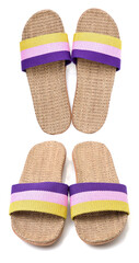 Slippers woven on white background