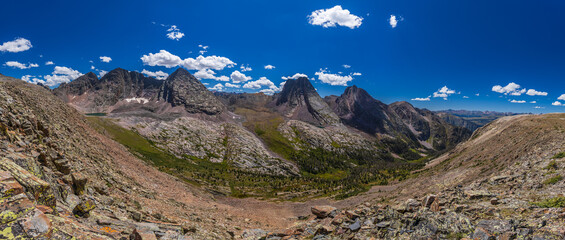 Vestal basin panorama in the summer afternoon with blue skies