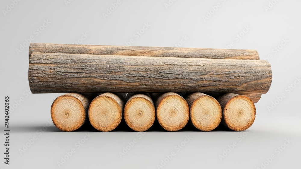 Poster a stack of logs with a gray background