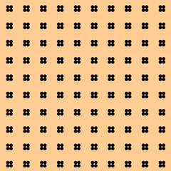 Geometric black pattern. Repetitive floral shapes. Pale peach background. Seamless vector texture.