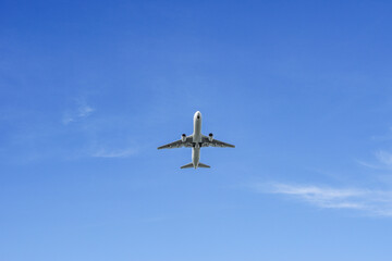 頭上を飛ぶ飛行機