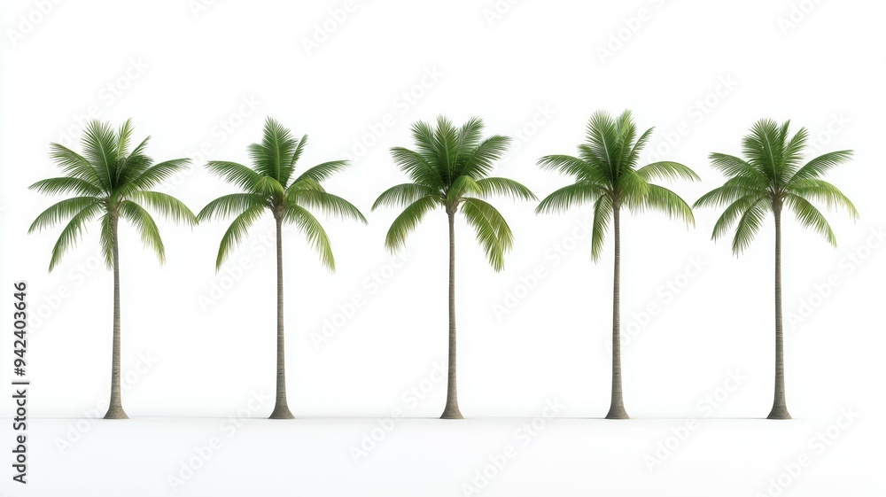 Poster a row of palm trees are shown in a white background
