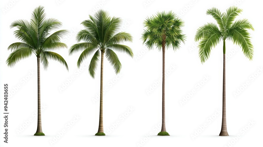Poster four palm trees are shown in different sizes and positions