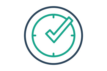 Real time icon. line icon style. clock with check mark. icon related to efficiency. productivity elements vector illustration