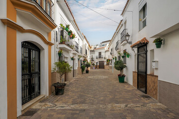 Fragment of the old town of the beautiful town of Estepona - a city located in southern Spain, near Malaga in Andalusia. The photo was taken on June , 2024
