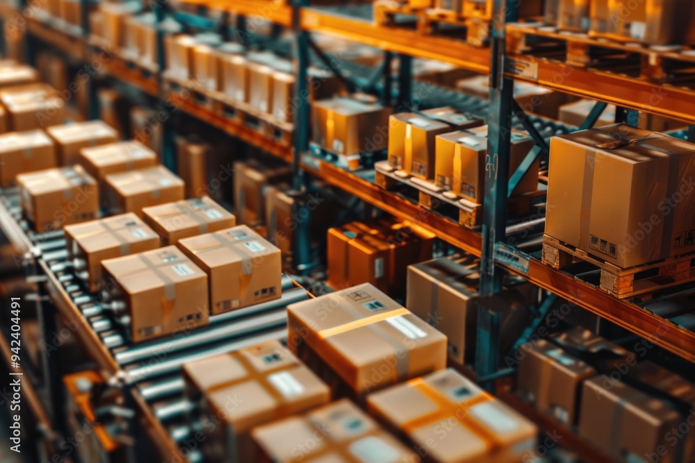 Poster a large storage facility filled with various sized boxes