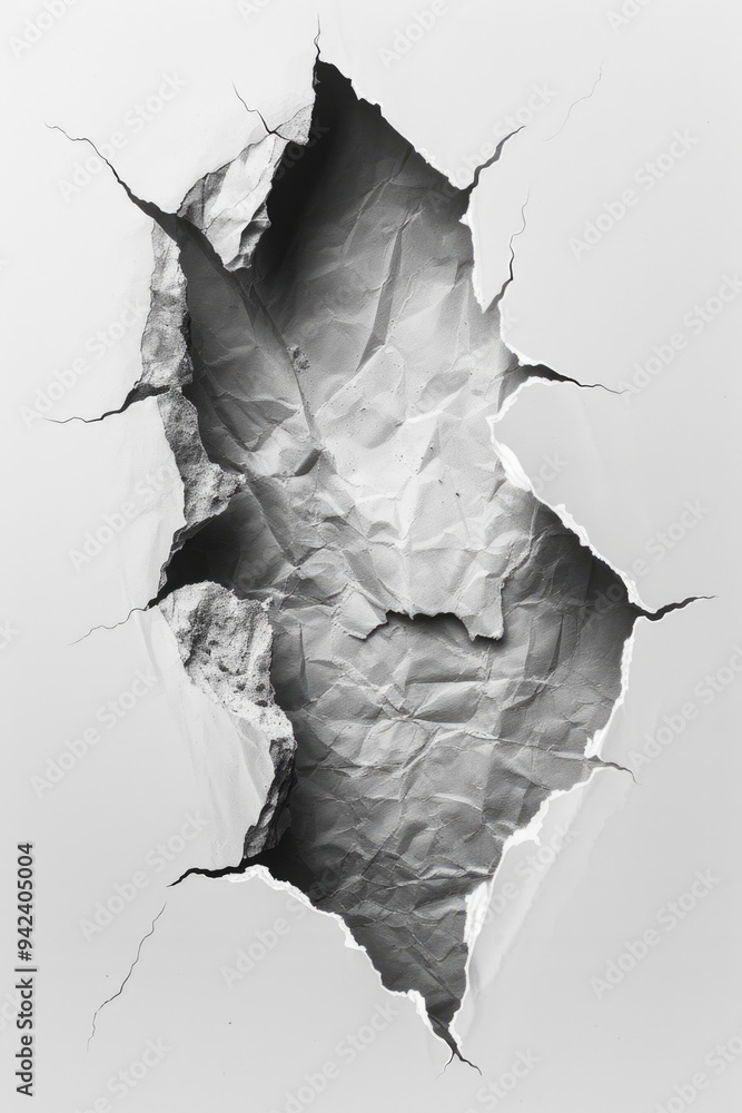 Aufkleber A close-up of a ripped corner of a paper, with the edges frayed and the surface worn