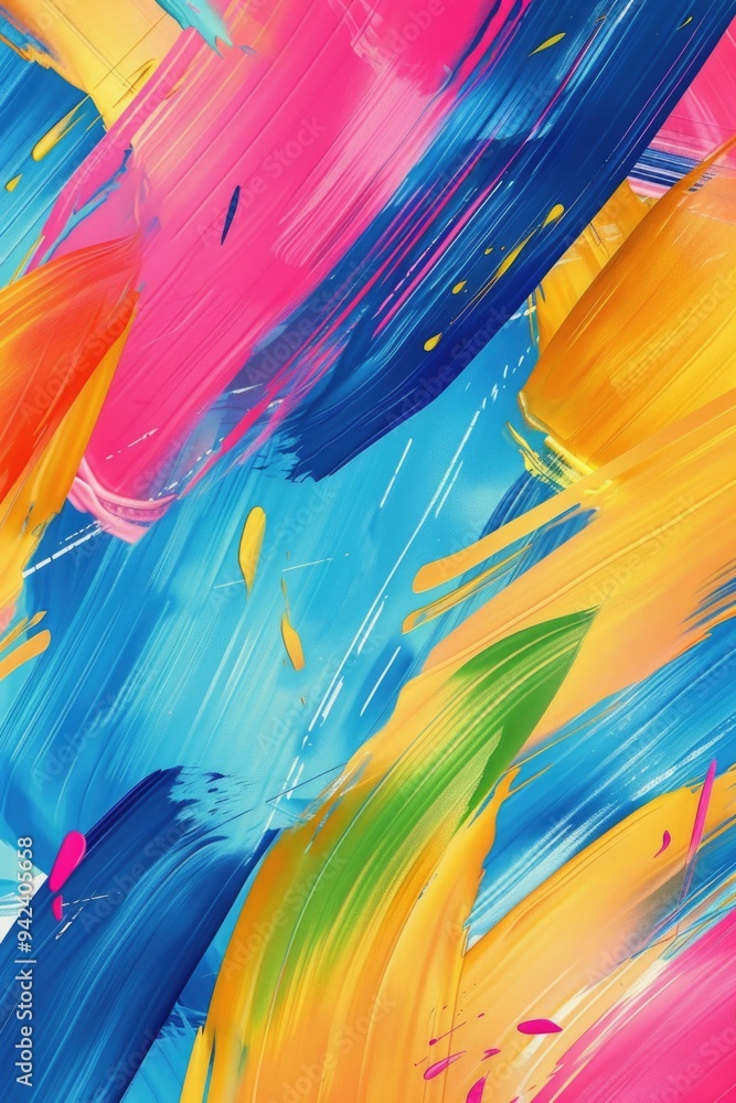 Poster a detailed view of a vibrant artwork on a surface, ideal for use in cultural or artistic contexts