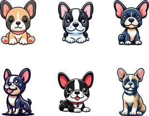 set collection cute mascot logo french bulldog vector