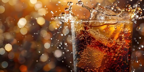 Soda drops on the glass