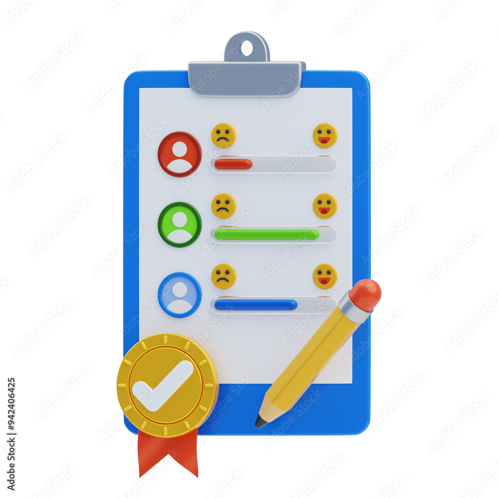 Poster 3d precise data analysis through survey results. 3d icon