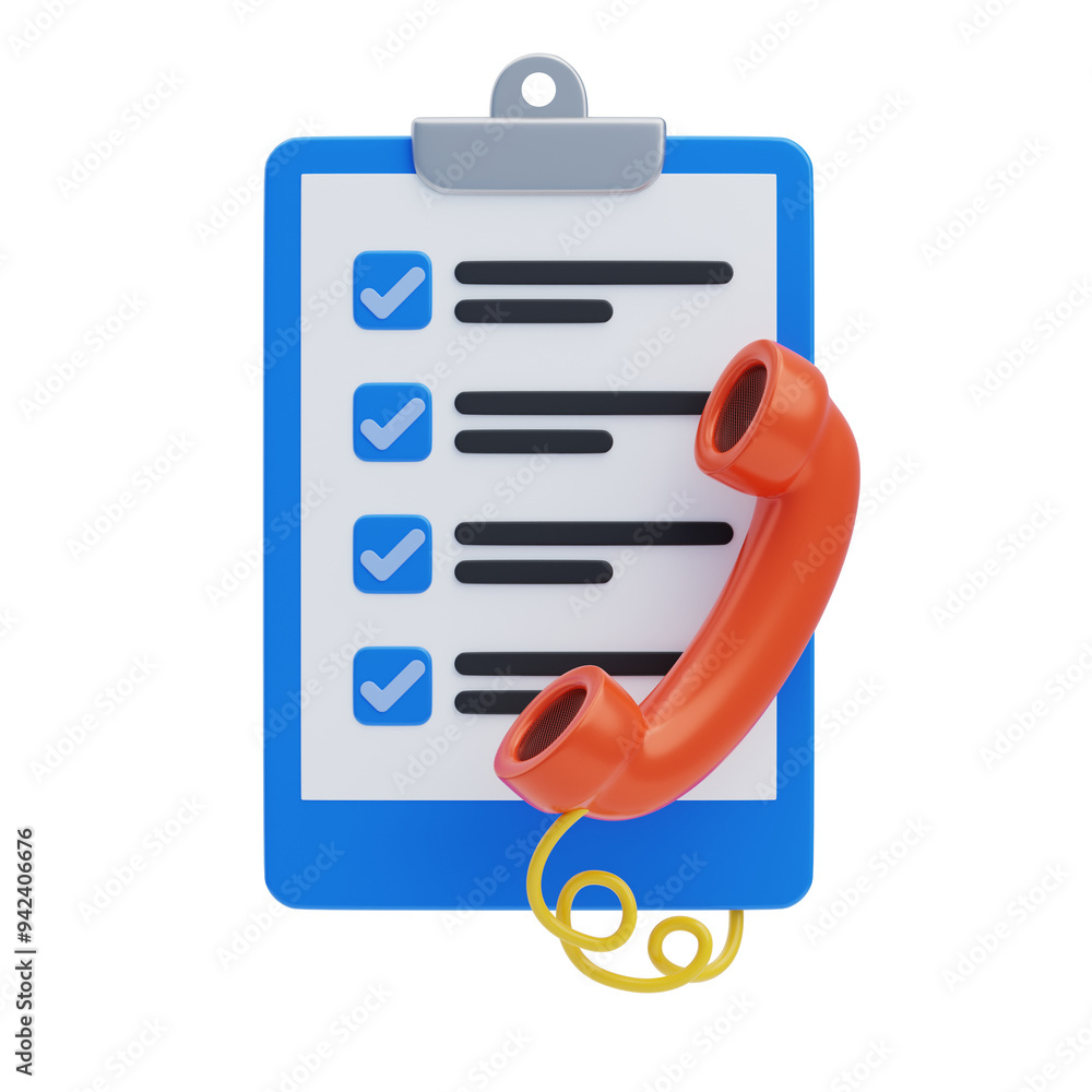 Poster 3d data collection with call surveys. 3d icon