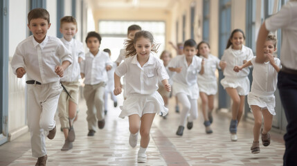 Obraz premium kids running in the hallway at school 