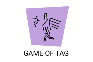 Game of tag sport vector line icon. an athlete playing chase tag. sport pictogram, vector illustration.