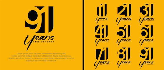 anniversary logo set. vector design black color can be use for celebration moment