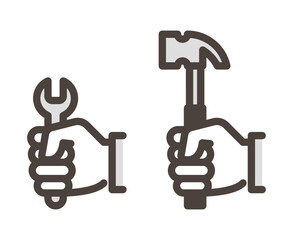 tools and at hand. construction/repair/maintenance icons [vector illustration material]
